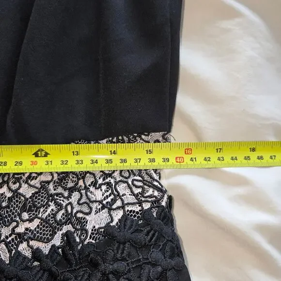 Tahari L32016 Women's Black Lace Zipper Stripe Fit Flare Cocktail Dress Size 10P - Picture 5 of 10